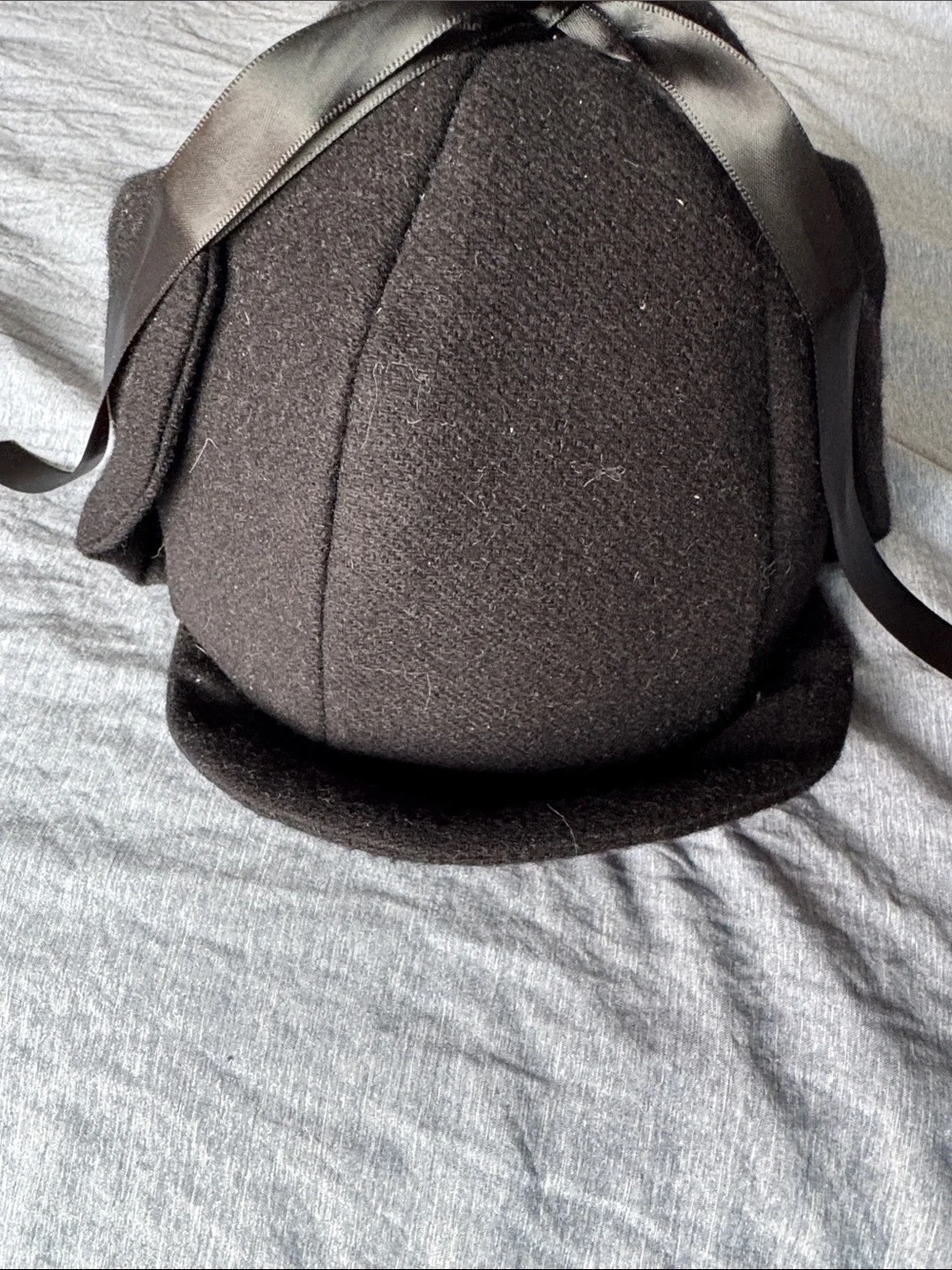 Men's Black Wool Earflap Cap with Visor
